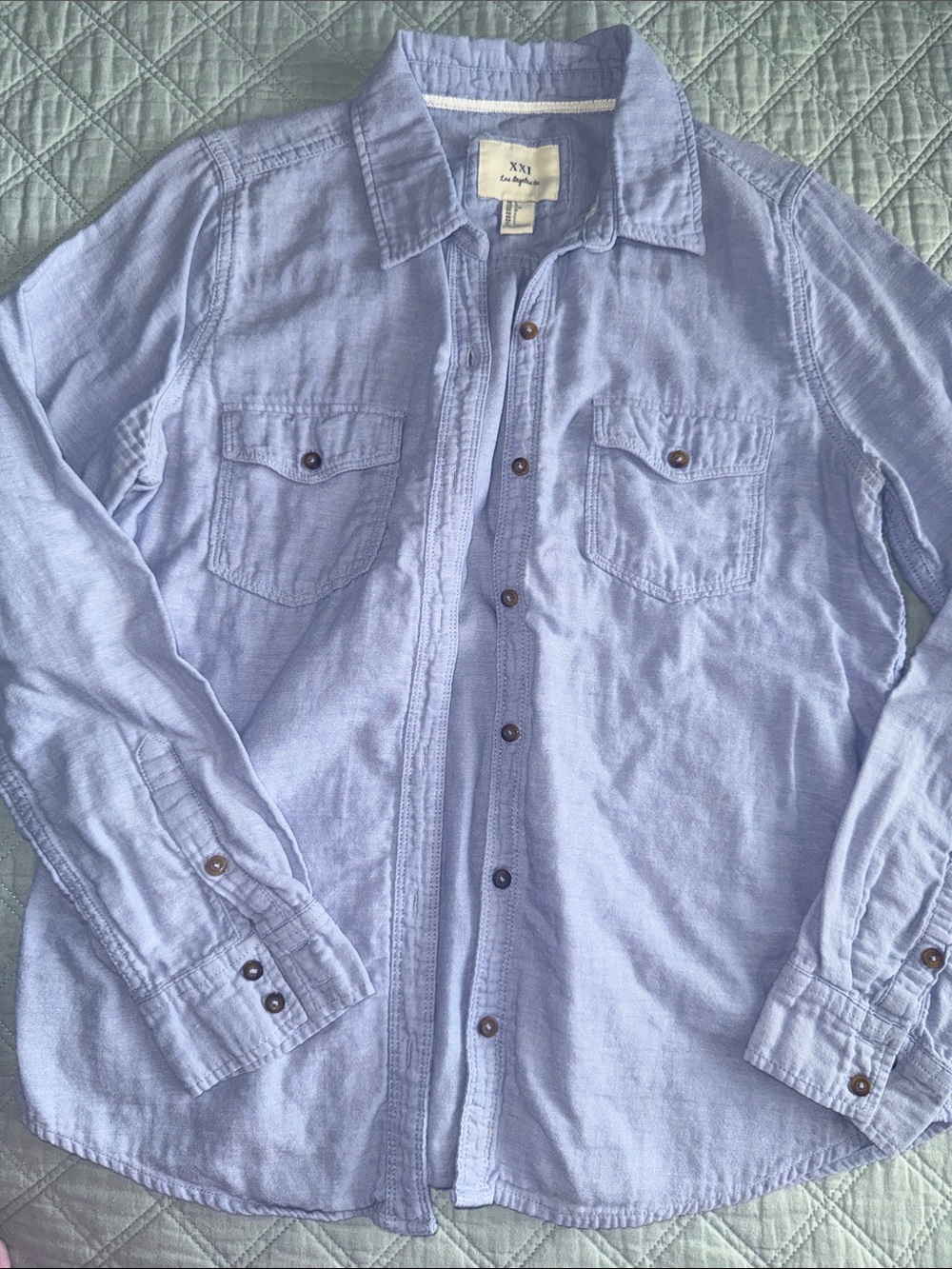 Forever 21 Light Blue Button-Down Shirt